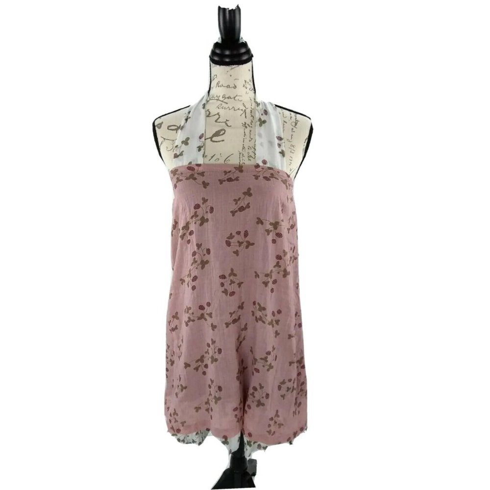 Ian Mosh Old Pink & Ecru Ruffle Halter Peasant style strawberry Dress Size 2